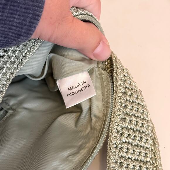 The Sak Shoulder Bag Light Green Crochet Knit Boho Purse Casual Festival Lined - Picture 4 of 8